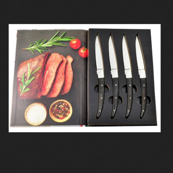 4pc Legnoart Porterhouse Steak Knife Set with Dark Wood Handle SK-300D - Picture 1 of 4